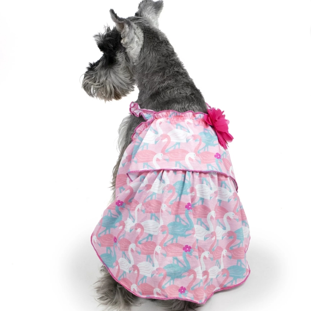 🌻 Vibrant Life Pink Flamingo Toy Dog Dress Size XXS (Less Than 10 Pounds)